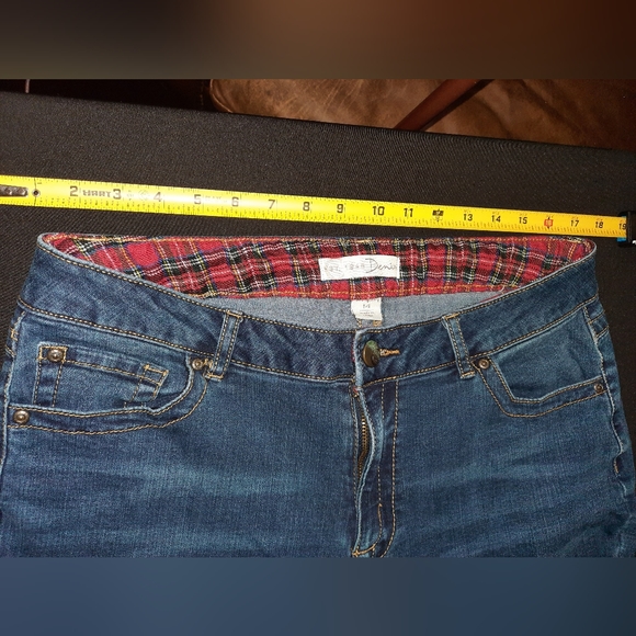 Womens size 14, Contemporary Denim jeans, Plaid patches - Picture 2 of 4
